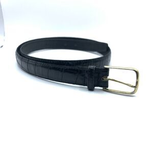Alligator Leather Black Belt Mens 36 90 Made in USA 2.5 cm 1 inch Width W Gold